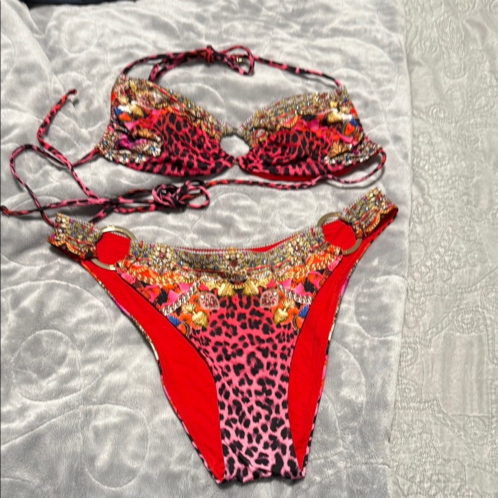- Camilla "Artesania Mania" Side-Gather Bikini Top and Bottom - Size M